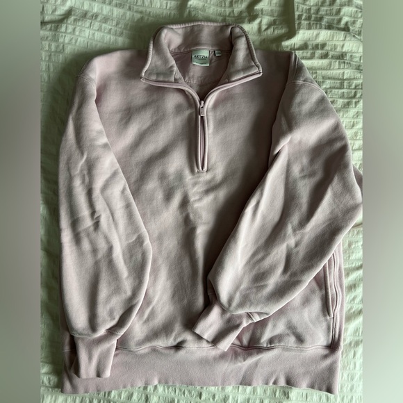 Aritzia Cozy Sweatfleece Boyfriend 1/2 Zip - Cupid Pink - Small - Picture 3 of 10
